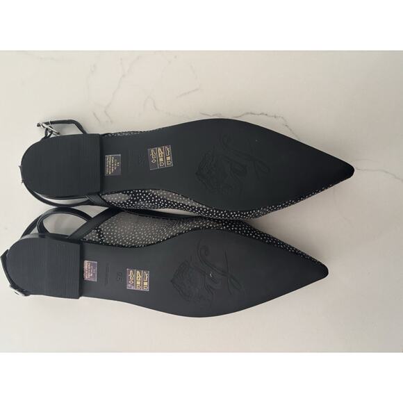 NEW Free People Jules Glitter Mesh Pointed Toe Ankle Strap Flat 9.5, BLACK - Picture 5 of 7